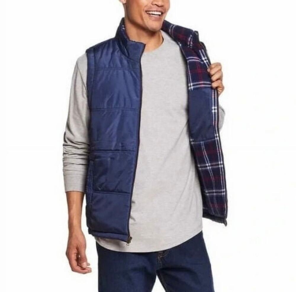 Weatherproof Mens Puffer Vest XXL Plaid Lining Cabincore Gorpcore